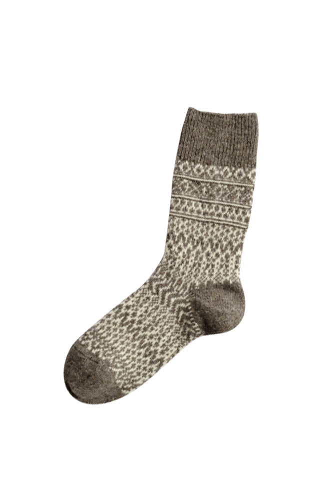 Nishiguchi Kutsushita Wool Jacquard Grey Socks - The Mercantile London