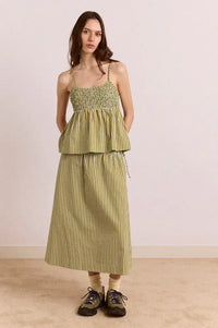 Damson Madder Caspia Basil Stripe Midi Skirt