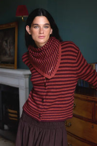 TBCo Berry Stripe Merino Triangle Scarf