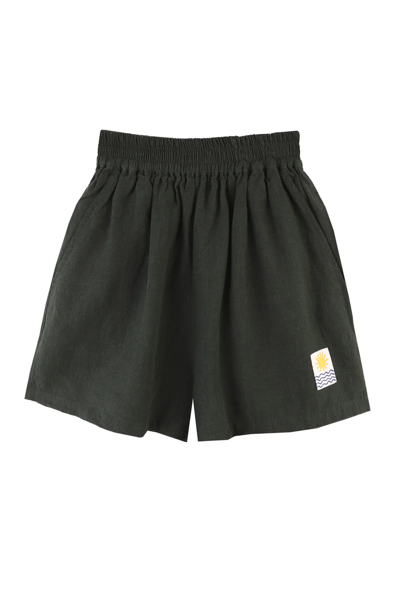 L.F Markey Basic Linen Forest Green Shorts - The Mercantile London