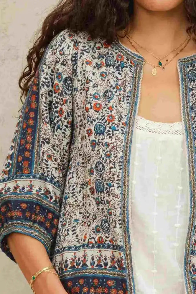 M.A.B.E Cass Indigo & Rust Print Jacket - The Mercantile London