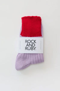 Rock + Ruby Wynona Red Lavendar Socks