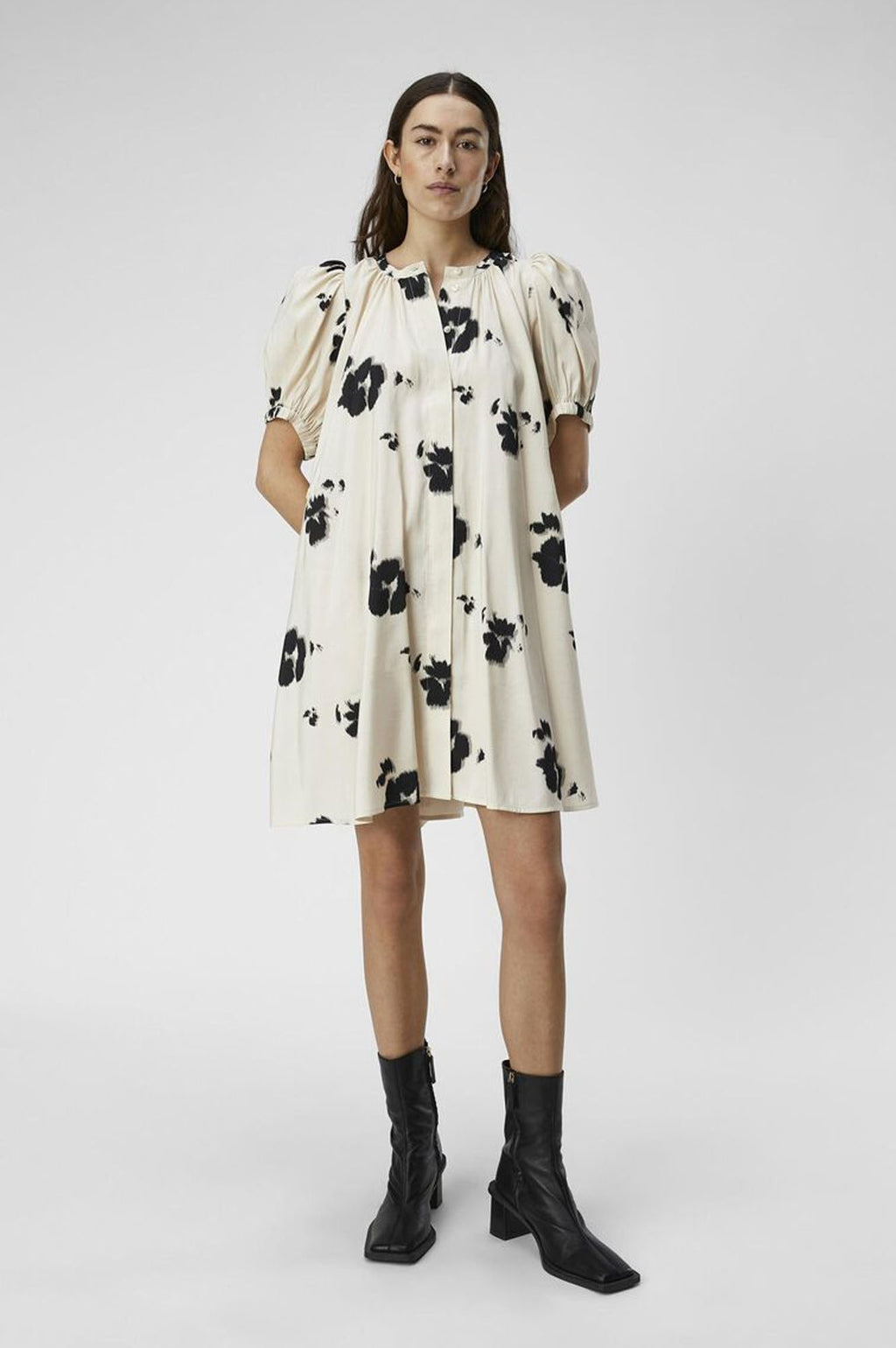 Object Jenni Sandshell Flower shirt Dress - The Mercantile London
