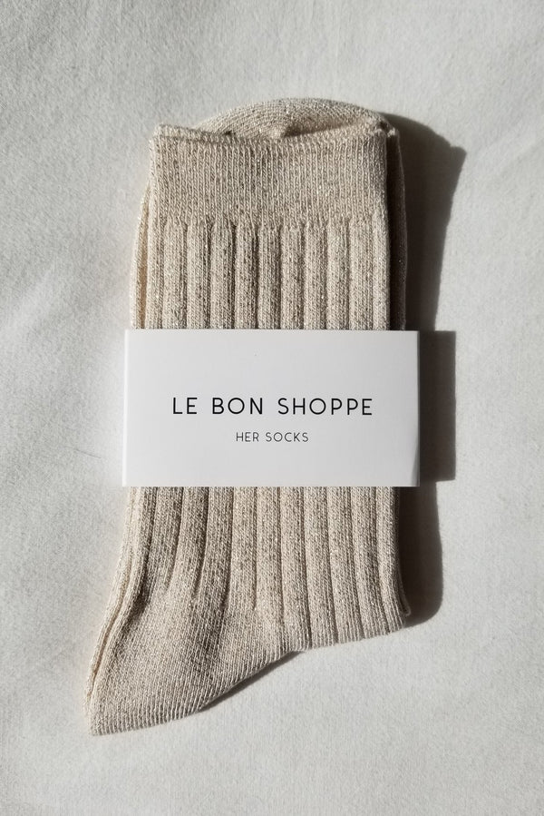 Le Bon Shoppe Her Ivory Gold Glitter Socks