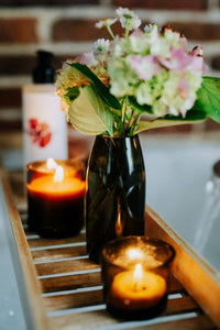 Old Green Small Solace Fire Glass Candle