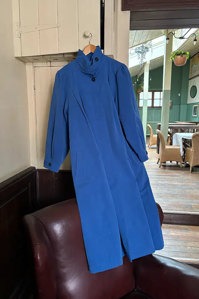 Emin + Paul Blue Pleated Long Coat - The Mercantile London
