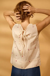 Fransa Bernie Yellow White Stripe Floral Top - The Mercantile London