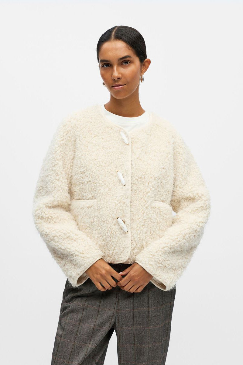 Object Iduna Teddy White Sand Jacket - The Mercantile London