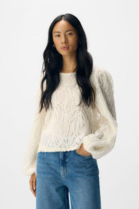 Object Lucie O-Neck White Sand Blouse - The Mercantile London