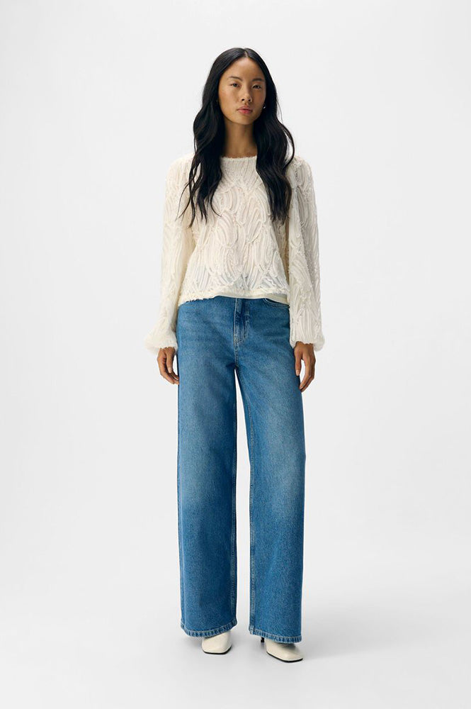 Object Lucie O-Neck White Sand Blouse - The Mercantile London