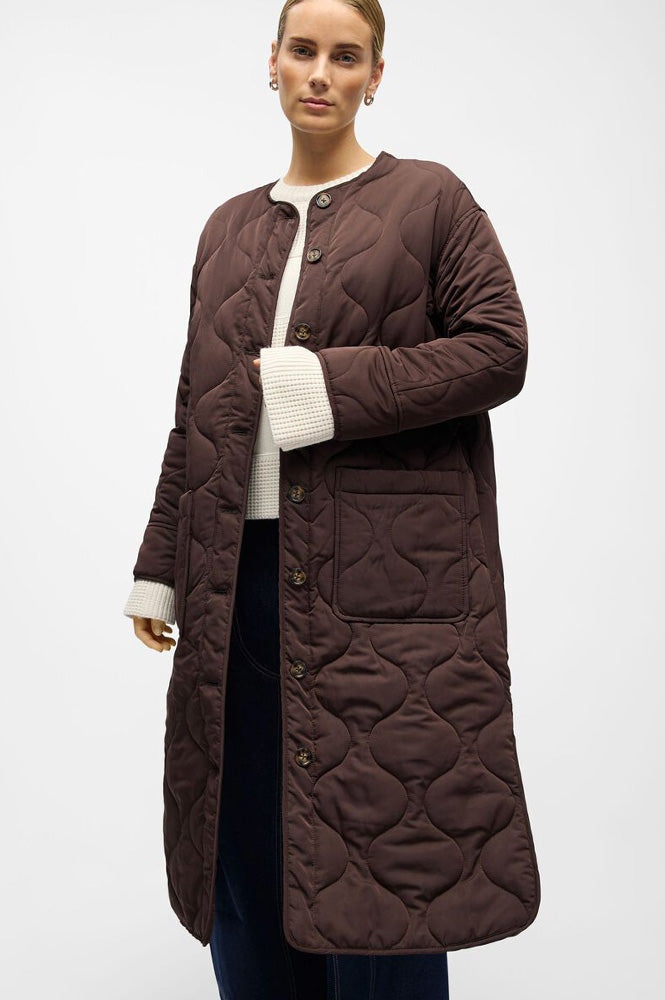 Object Jallie Java Long Quilted Jacket - The Mercantile London