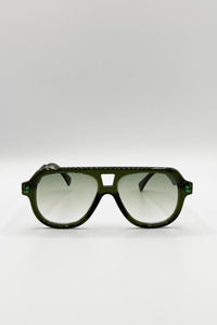 AFA Collective Bold Navigator Green Sunglasses