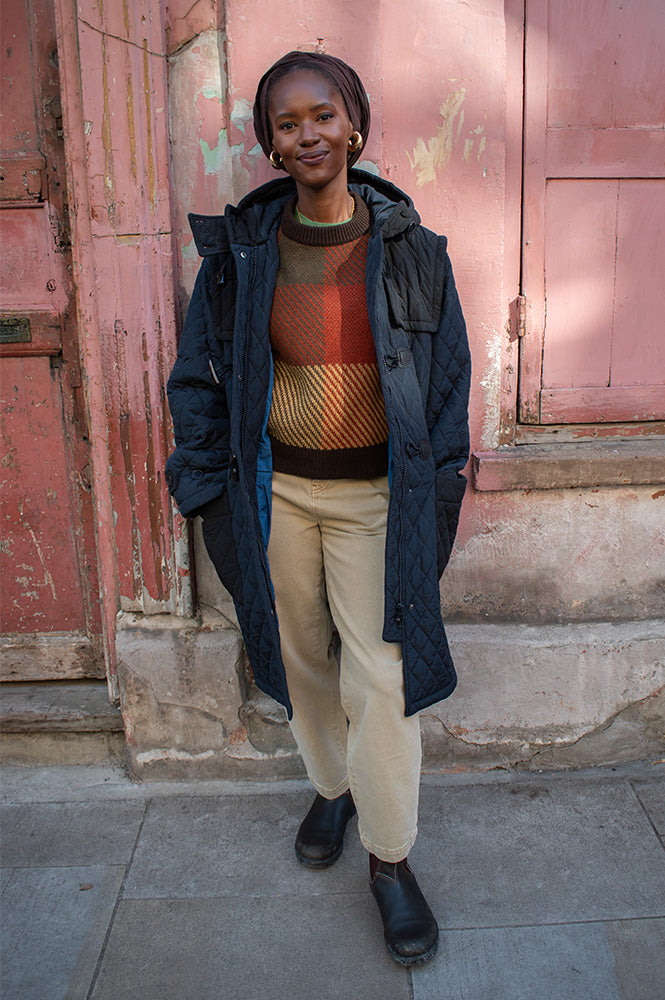 Stella Nova Navy Quilted Duffle Coat - The Mercantile London