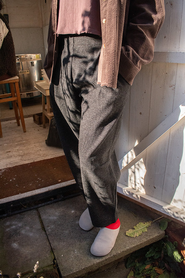 Fransa Minta Grey Barrel Leg Trousers - The Mercantile London