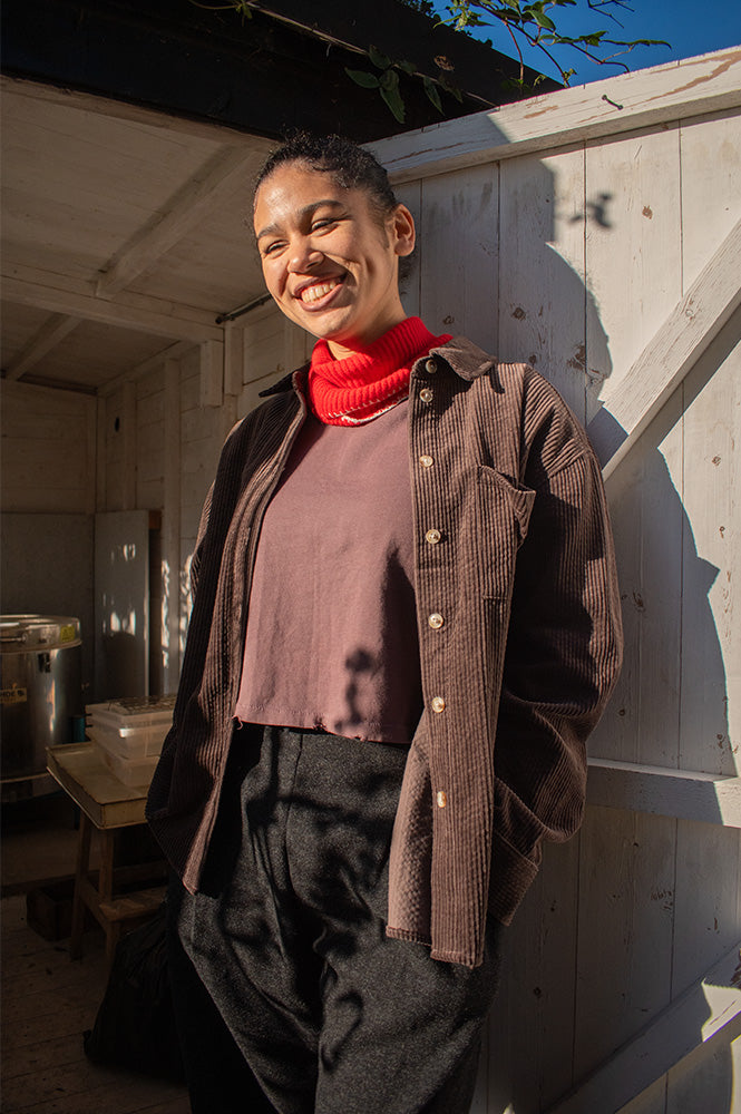 Object Gala Seal Brown Corduroy Shirt - The Mercantile London