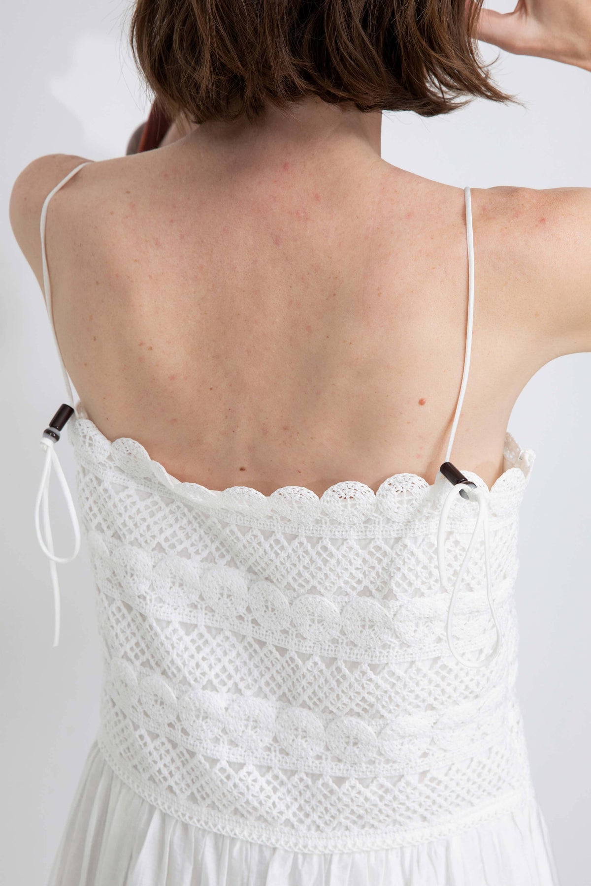 Crochet Lace Panelled Maxi Cami Dress: White / S - The Mercantile London