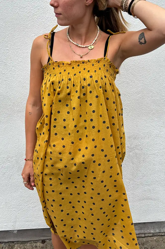 Habiba Sonia Masala Dotted Strap Dress