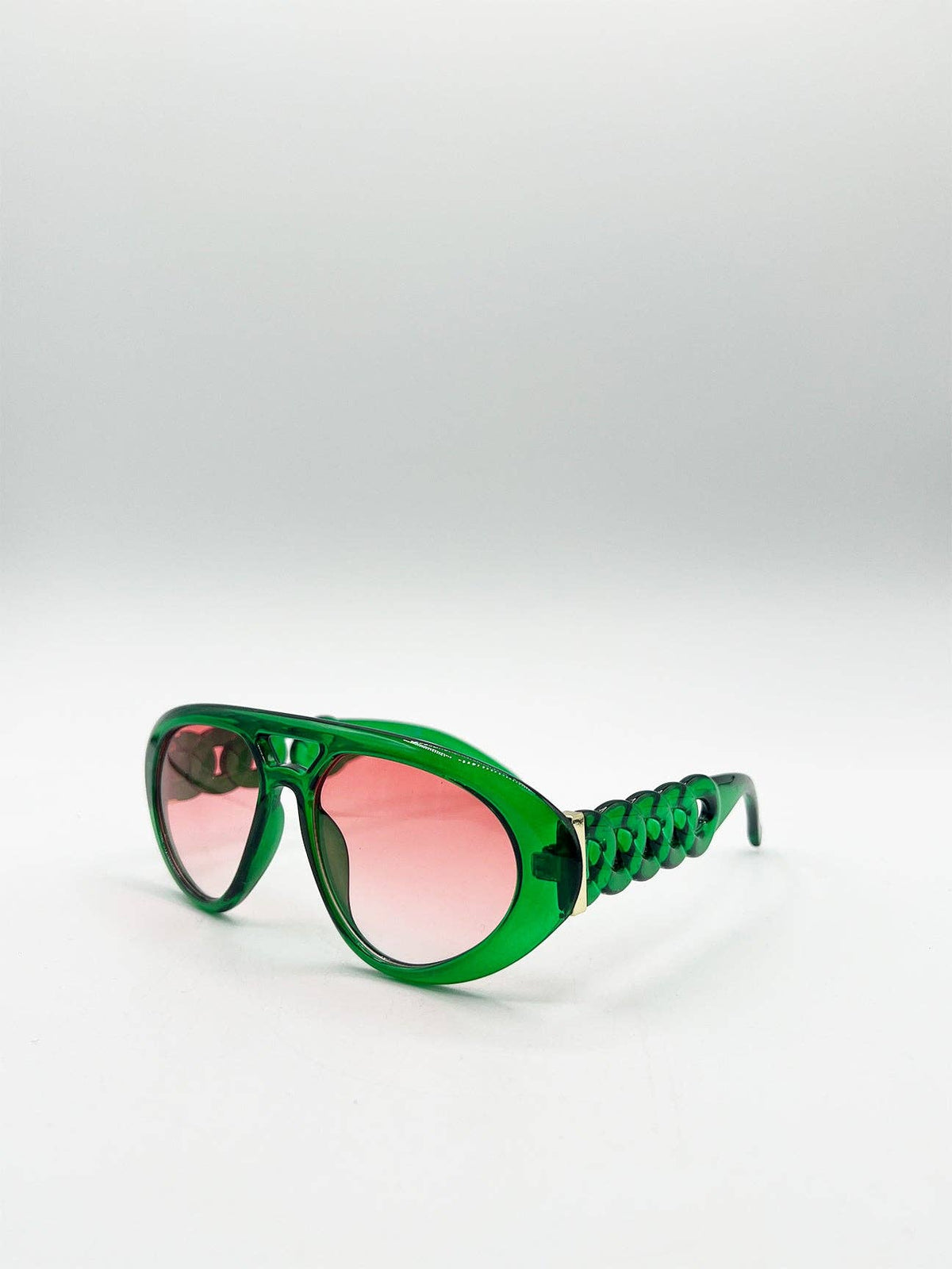 AFA Collective Chunky Aviator Bright Green Sunglasses