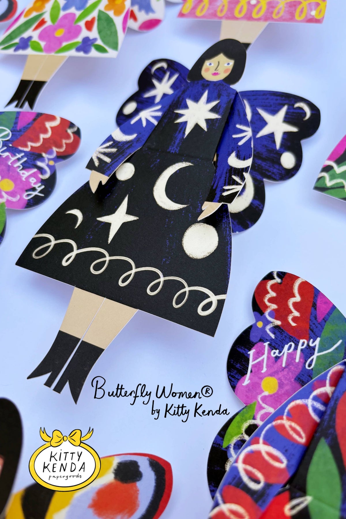 Kitty Kenda Butterfly Woman Cosmic Greeting Card