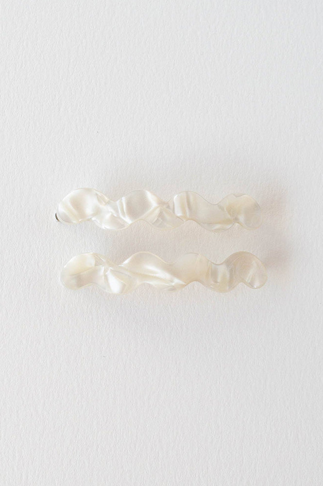 Tiepology Wave Cream Cheese Hair Slide Set - The Mercantile London