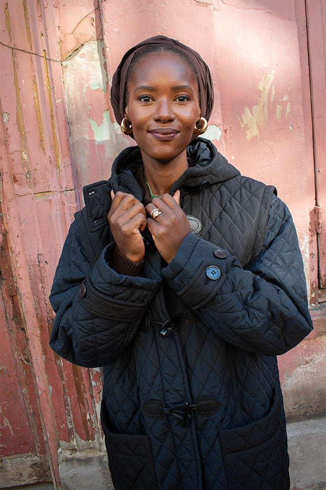 Stella Nova Navy Quilted Duffle Coat - The Mercantile London