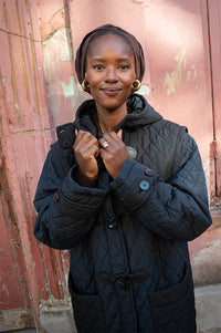 Stella Nova Navy Quilted Duffle Coat - The Mercantile London