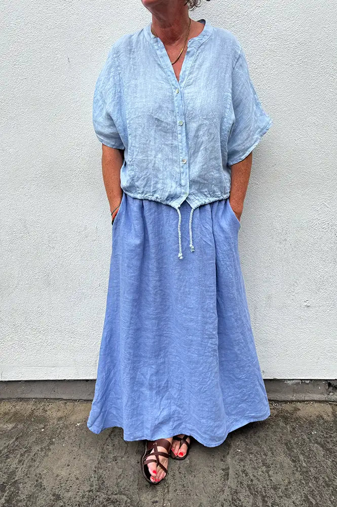 Linen & More Azul Linen Skirt