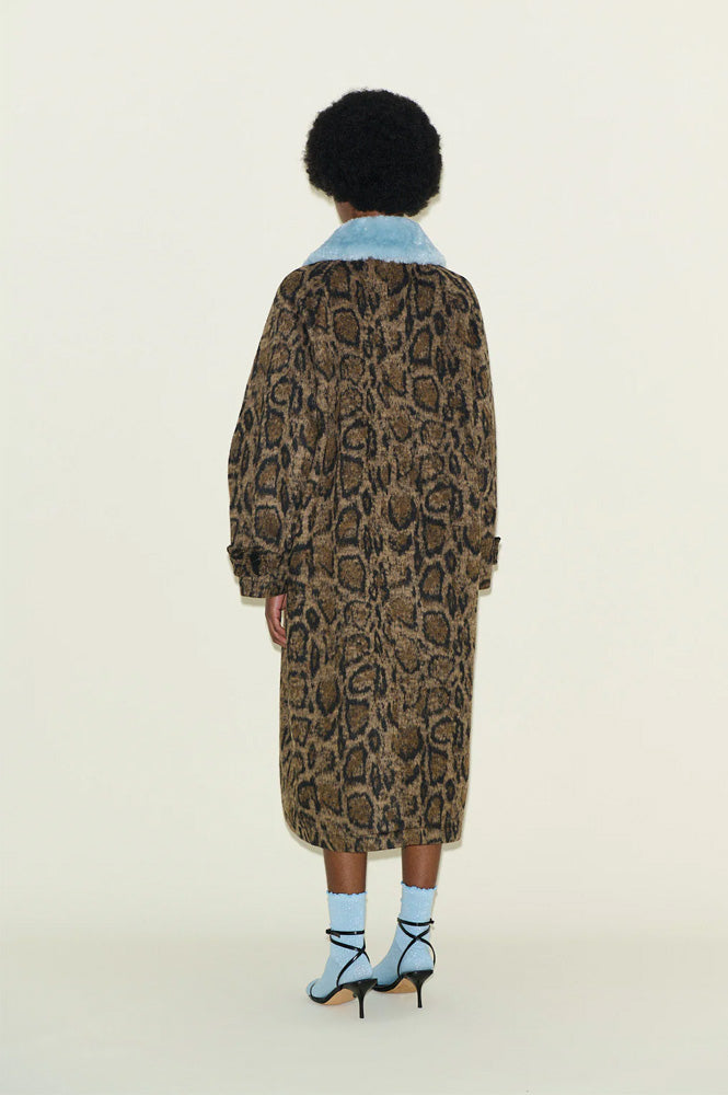 Samdi Carrington Leopard & Powder Blue Coat - The Mercantile London