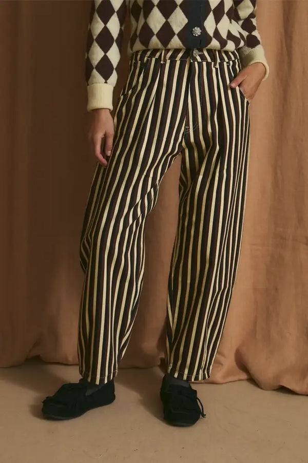 Sophie + Lucie Brown Trio Striped Boyfriend Jeans