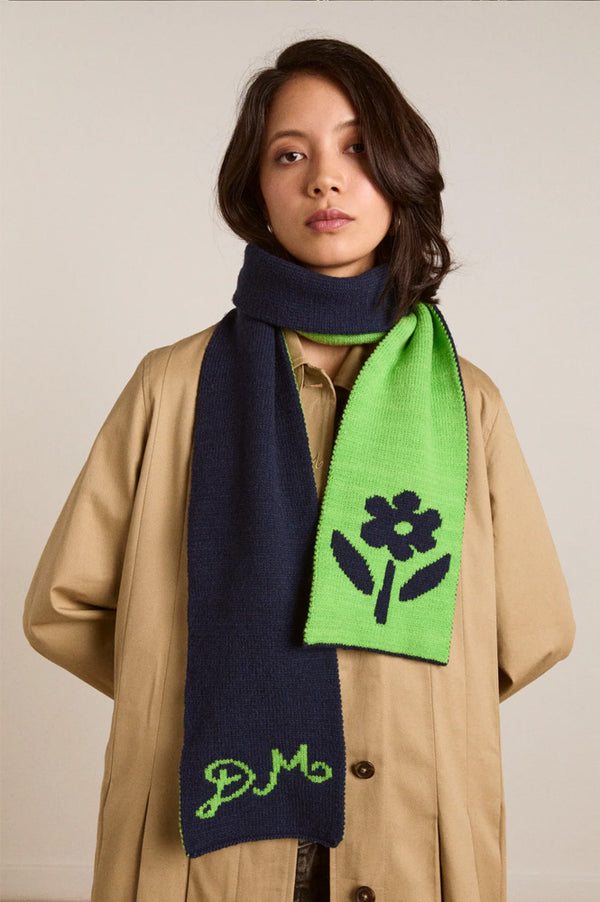 Damson Madder Lime & Navy Jacquard Scarf