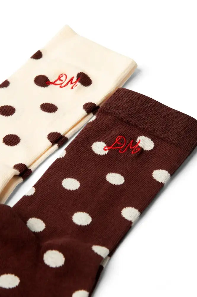 Damson Madder Ecru & Chocolate Spotty Twin Pack Socks