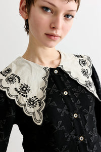 Louche Clementine Bow Jacquard Lace Collar Blouse - The Mercantile London