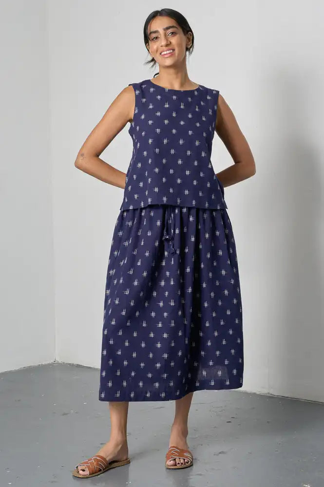 Bibico Pippa Navy Ikat Top - The Mercantile London