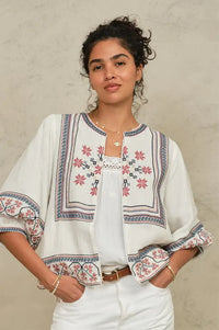 M.A.B.E Calista Ecru Embroidered Jacket