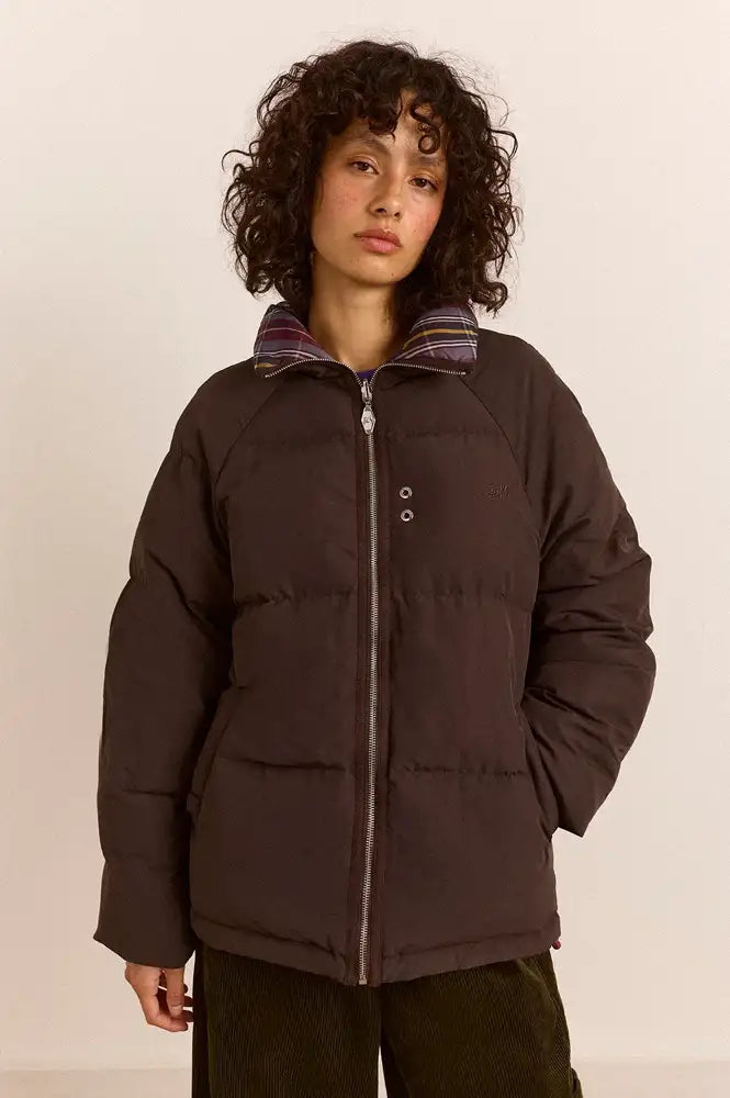 Damson Madder Opal Reversible Plum Check Puffer