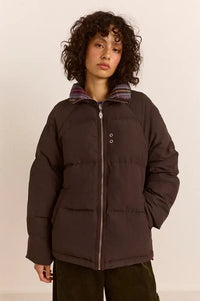 Damson Madder Opal Reversible Plum Check Puffer