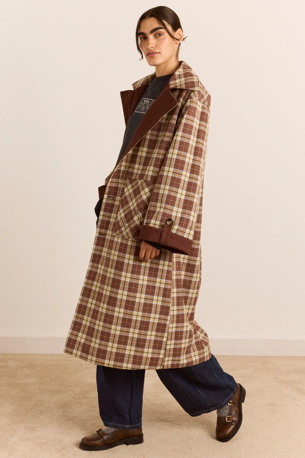 Damson Madder Jerry Chocolate Reversible Trench