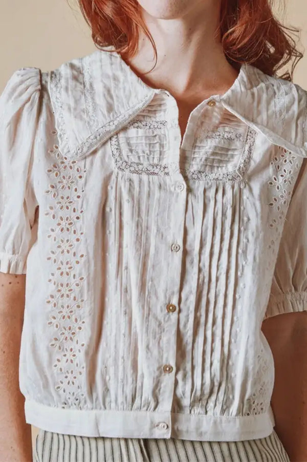 Emile Et Ida Delicate Cream Embroidered Blouse - The Mercantile London