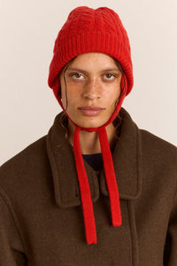 Damson Madder Turn Up Tie Red Beanie