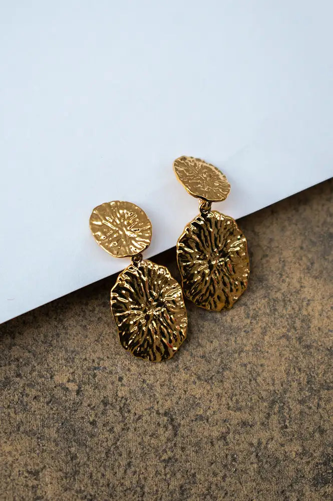 Ashiana London Neptune Gold Disc Earrings