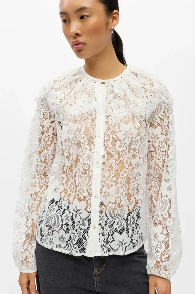 Object Laney Cloud Dancer Lace Blouse