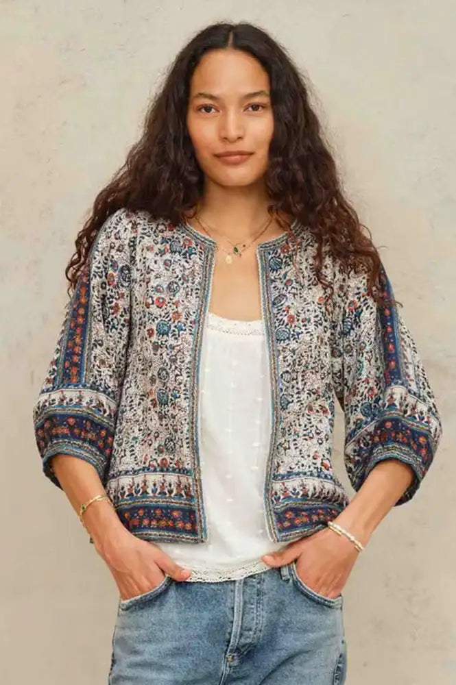 M.A.B.E Cass Indigo & Rust Print Jacket - The Mercantile London