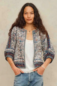 M.A.B.E Cass Indigo & Rust Print Jacket - The Mercantile London