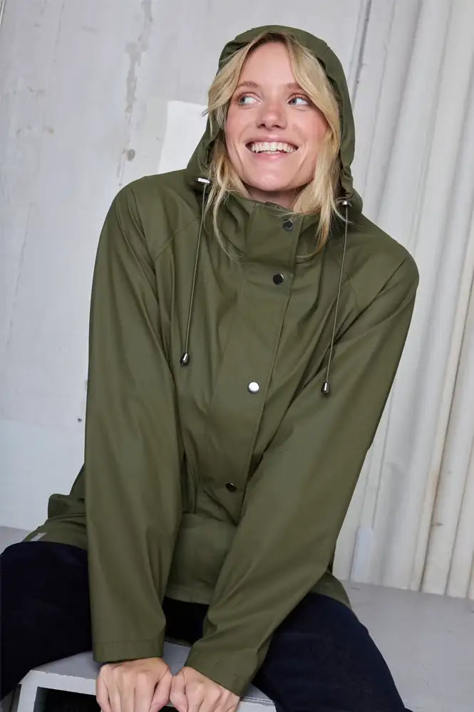 ICHI Tazi Kalamata Green Raincoat