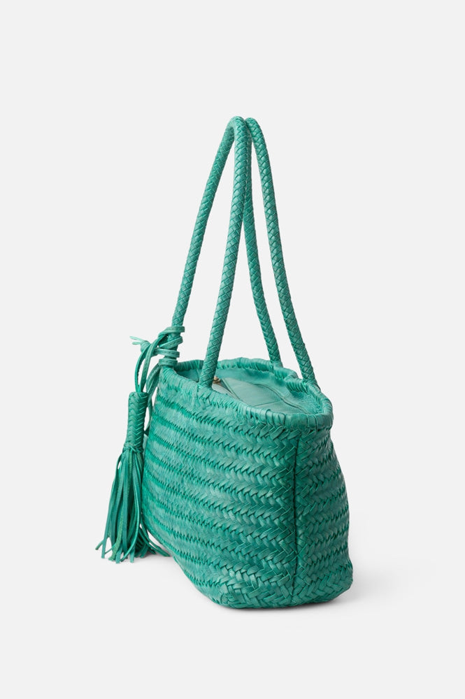 Biba Perkins Teal Braided Leather Shoulder Bag - The Mercantile London