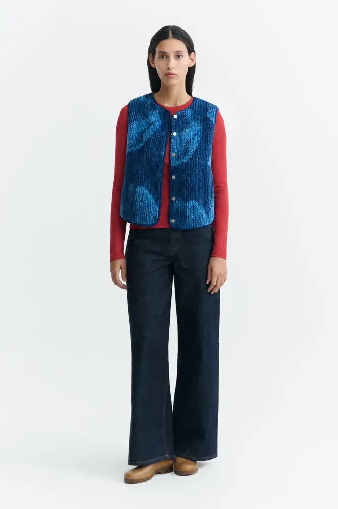 Thinking Mu Jay Blue Lotus Jacquard Vest - The Mercantile London