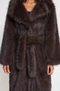 ICHI Havuza Chocolate Brown Melange Fur Coat