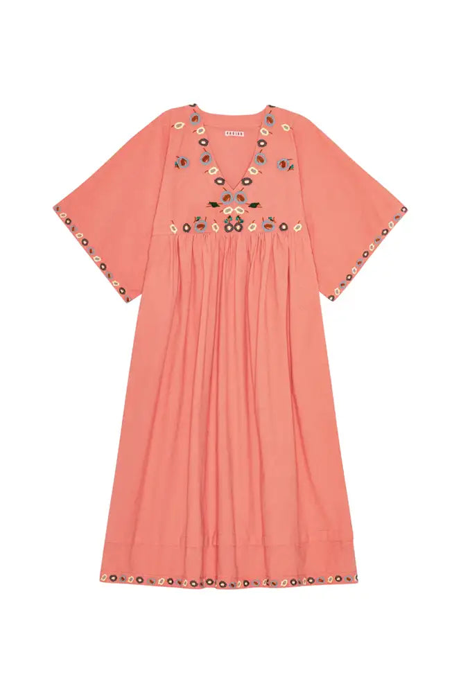 Habiba Flora Berry Embroidered Dress