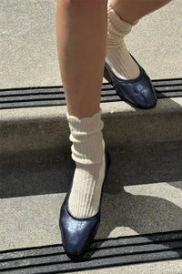 Le Bon Shoppe Linen Scallop Naturel Socks