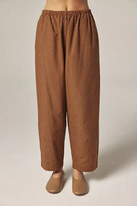 Amente Brown & Orange Checkered Drawstring Trousers - The Mercantile London